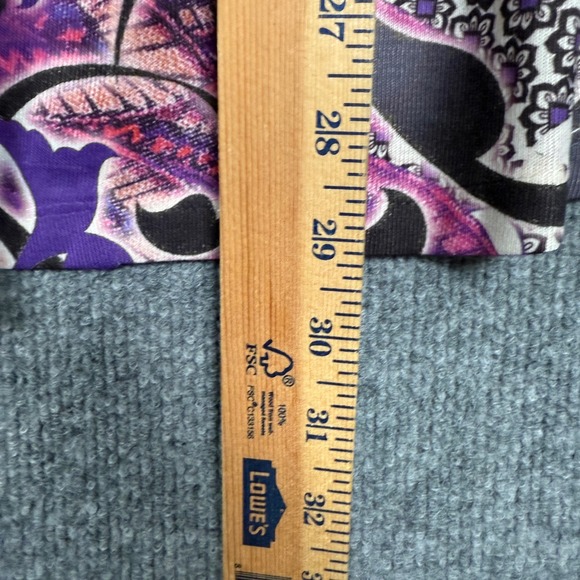 One World Size XL Top Blouse White Purple Paisley Boho Beaded 3/4 Sleeve Stretch - Picture 7 of 8